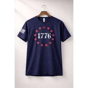 Hodge Twins 1776 Patriotic Graphic Navy Blue Cotton Men's T-Shirt 3XL